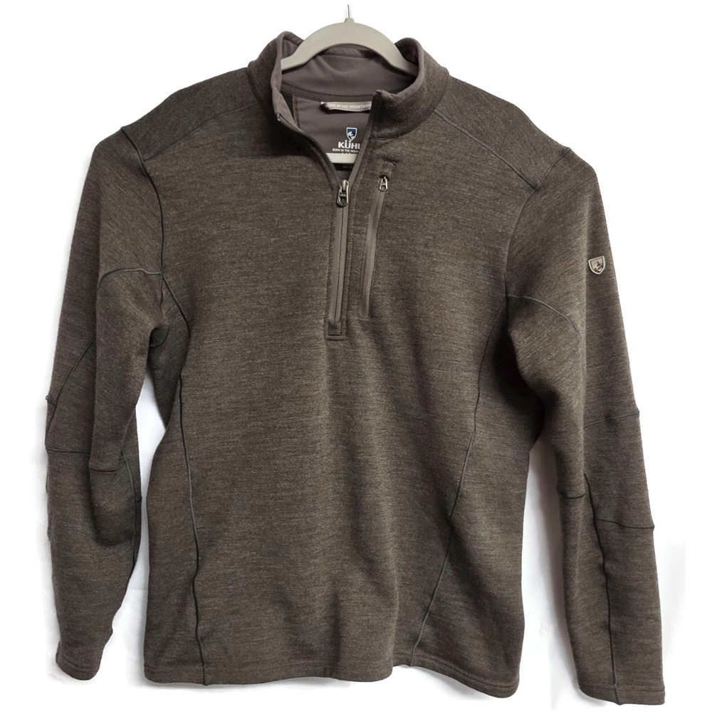 Kuhl Revel 1/4 Zip Pullover Sweater Brown Wool Blend Mens Large 8938